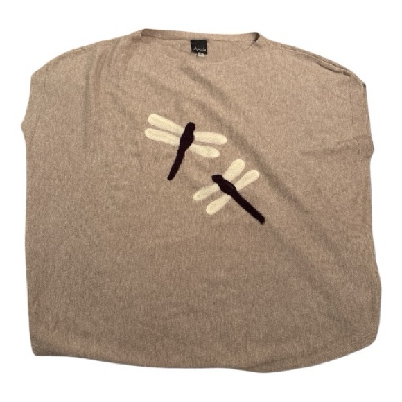 Aaeda Tan Sweater with Dragonfly Design. Sleeveless size XL - Picture 4 of 9